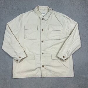Line‎ of Trade Chore Jacket Button Up Barn Coat Pockets Mens 2XL Ivory White
